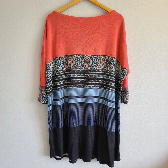 Free People Black Combo Steppin Out Printed Shirt Dress Tunic‎ Size Medium - Picture 8 of 11